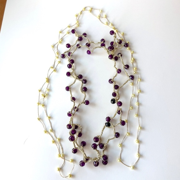 Crochet Bead Necklaces Set of 2 Handmade Jewelry - Picture 2 of 11